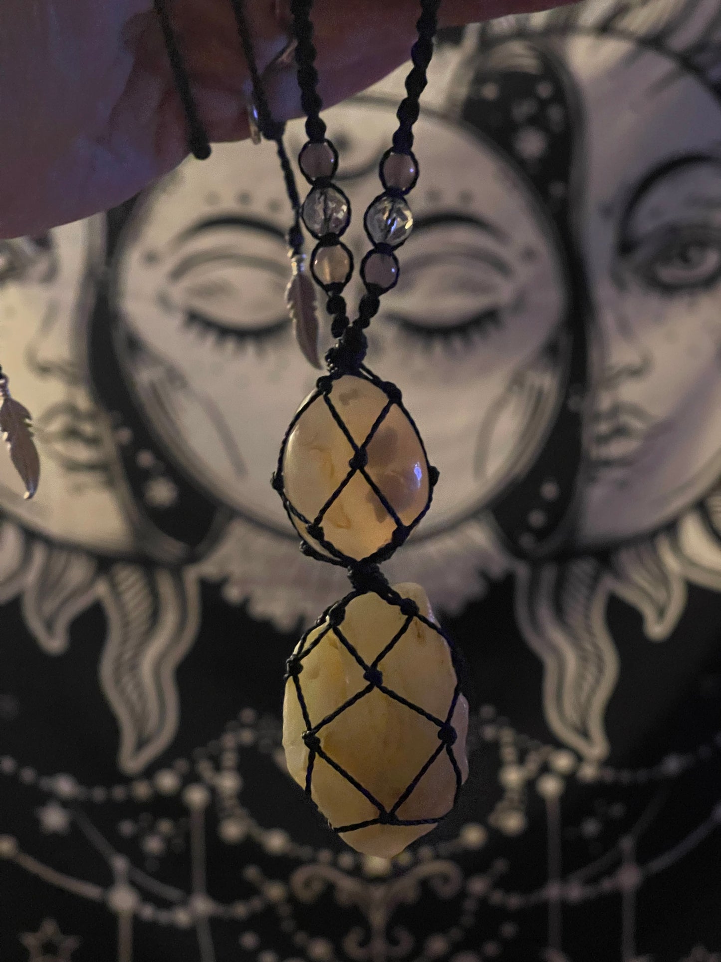 'Goddess Garden' Flower Agate, Clear Quartz, & Moonstone Necklace
