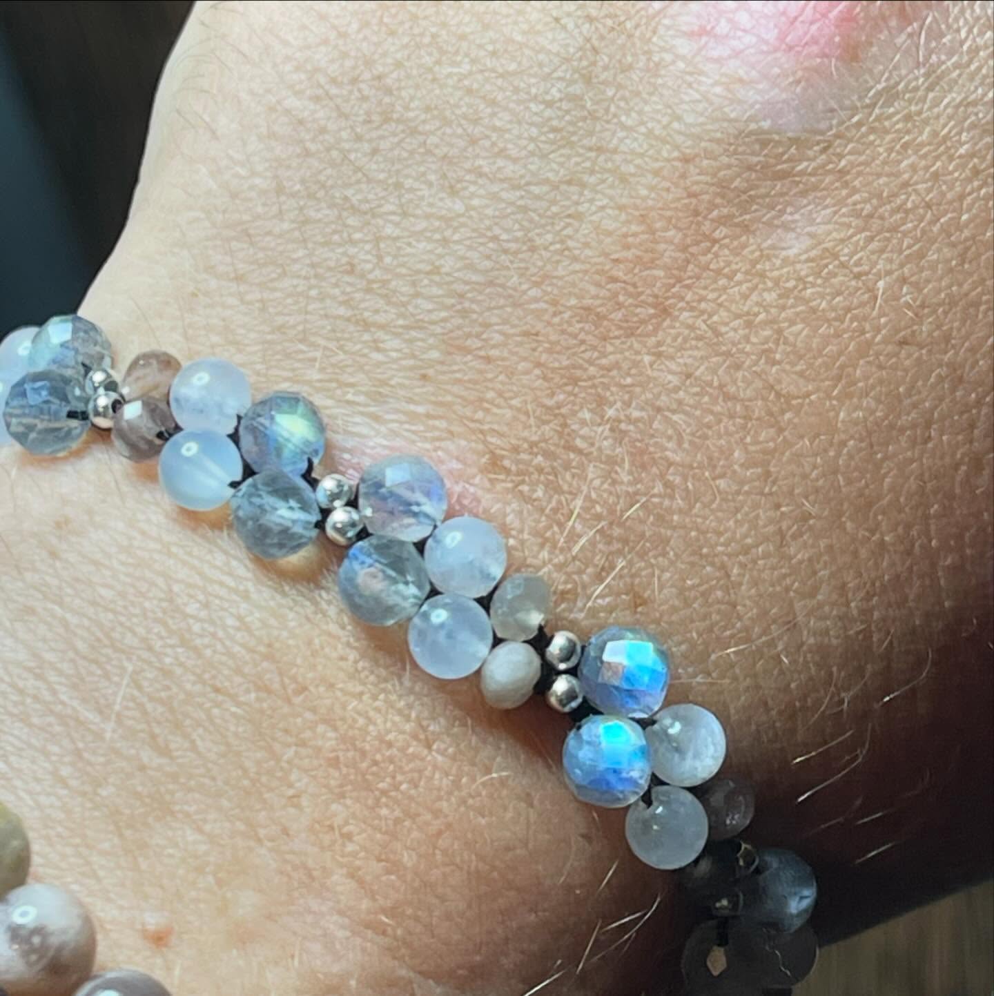 'The Celestial Veil' Labradorite, Rainbow Moonstone, & Belomorite Adjustable Bracelet